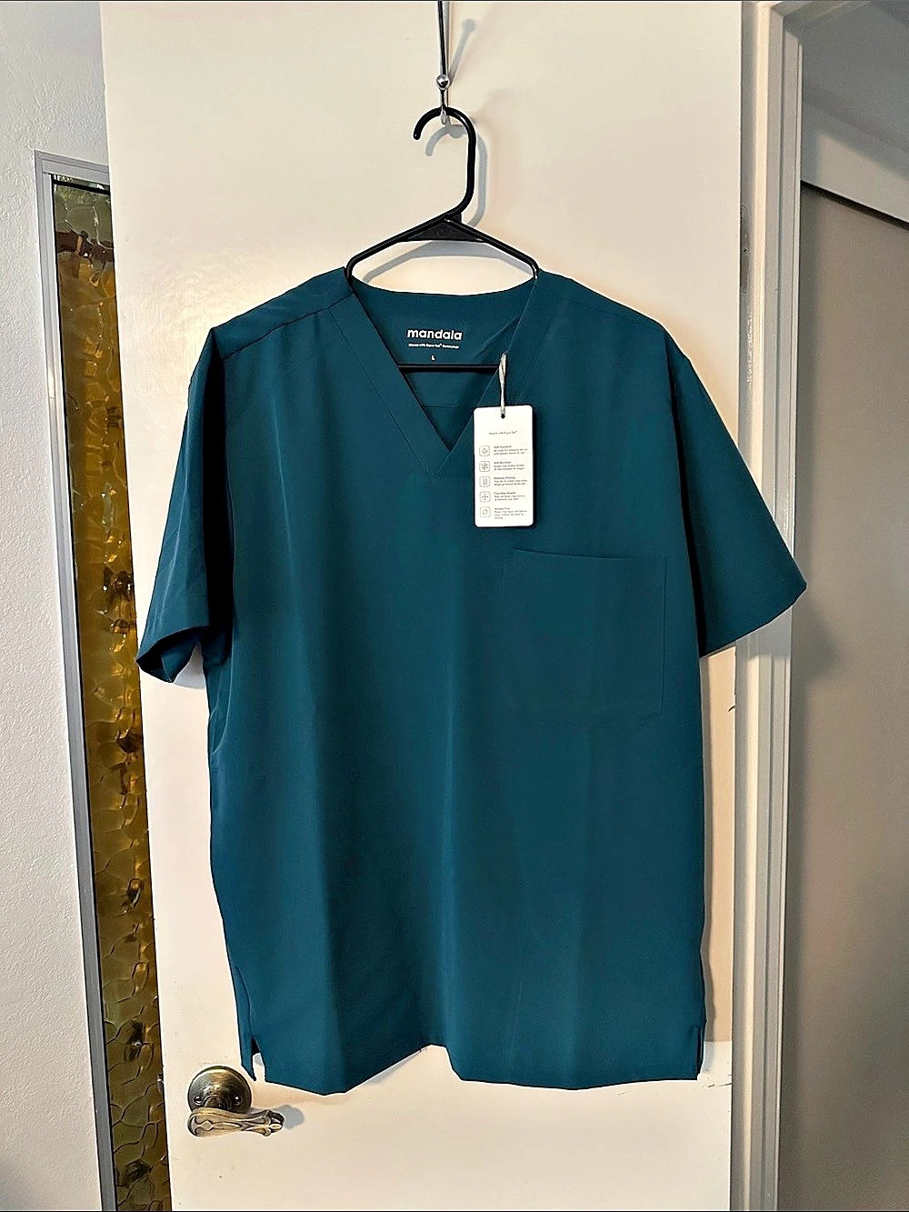 mandala M3 Pocket Top Short Sleeve Top in Blue Size Large NWT